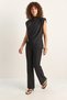Women's Accessory Detailed Padded Blouse High Waist Ribbed Black Set - 3