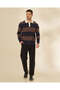 Men Brown Striped Polo Pullover - 5
