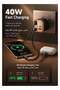 40W GaN Fast Charger with Built-in 65cm USB-C Cable, UK Plug, Digital Display - 3