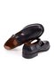 Black Color Laceless Genuine Leather Leather Sole Men's Shoes - 2