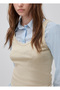 Women's Beige Cotton Blend Ribbed Undershirt - 4
