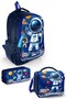 Navy Blue Astronaut Patterned 5-Piece School Bag Set Backpack Pen Holder Lunch Box Thermos - 3