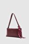 Alya Scarf Detailed Baguette Bag Burgundy - 2