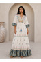 Embroidered Long Half-Sleeve Cotton Lined Dress Size 36-38