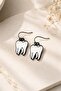 White Tooth Shaped Enamel Women's Earrings Double Piece Handmade Earrings - 4