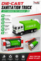 Die-Cast Sanitation Truck Toy for Kids Ages 3+ – Green & White Garbage Recycling Truck with Pull-Back Action, Sound, Rolling Wheels & Display Box
