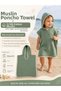 100% Cotton Baby Kids Muslin Poncho Hooded Beach Sea Pool Towel with Color Options - 5