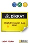 Attention High Pressure! Gas Line! Isg Warning Sign Sticker 70X100 cm