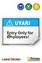 Warning: Entrance Only for Employees! Isg Warning Sign Sticker 25X35 cm