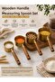 Premium 4 Piece Metal Measuring Cup Set Wooden Handle Coffee Spice and Legume Measuring Spoon