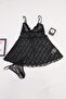 Siyah Bağlama Detaylı Kapsız Fantezi Külotlu Büyük Beden Babydoll TBBSS26DH00012 - 2