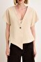 Beige Oversize Short Sleeve Vest Twoss26Ye00061 - 3