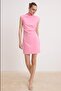 Pembe Drape Detaylı Dik Yaka Kısa / Mini Dokuma Elbise TWOSS26EL00306
