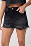 Black 100% Cotton Ripped Detailed Extra Mini Denim Shorts Twoss26Sr00217 - 4