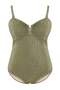 Khaki Non-Fading Glittery Quality Non-Removable Strap Plus Size Swimsuit Tbbss26Am00035 - 4
