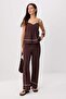 Kahverengi Askılı Peplum Bluz Düz Kesim Pantolon Dokuma Alt - Üst Takım TWOSS26AU00138
