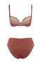 Burgundy Glitter Balconette Covered Pearl Accessory High Waist Regular Bikini Set Tbess26Bt00087 - 7