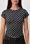 Siyah Puantiyeli Fitted/Vücuda Oturan Kısa Kollu Crop/Kısa Esnek Örme Bluz TWOSS26BZ00930 - 3