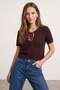 Kahverengi Cut Out/Pencere Detaylı Crop Triko Bluz TWOSS26BZ00938 - 2