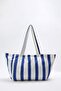 Blue White Striped Denim Women's Maxi Shoulder Bag Takss26Oc00106 - 4