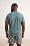 Big Size Green Regular Teddy Bear Printed 100% Cotton Knitted Pajamas Set Tmnss26Ai00016 - 3