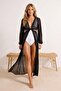 Siyah Dokuma Cut Out Detaylı Transparan Plaj Elbisesi TBESS26LE00010 - 2