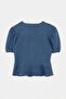 Mavi Balon Kollu Düğme Detaylı Peplum Denim Bluz TWOAW27BZ00037 - 9