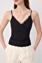 Black Fitted/V-Neck Sleeveless Lace Detailed Ribbed Stretch Knitted Undershirt Twoss26Al00115 - 3