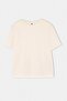 Wardrobe Essentials-Ekru Regular/Normal Kalıp Vatkalı Örme T-Shirt TWOSS26TS00005 - 5