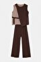 Brown Sleeveless Suit with Buckle Accessories Tdrss26Au00078 - 4