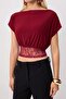 Bordo Düz Kayık Yaka Kolsuz Örme Sandy Bluz TPRSS26BZ00061 - 7