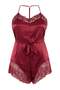 Bordo İnce Askılı Saten Büyük Beden Tulum TBBSS26BG00016 - 4