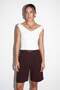 Brown Belted Pleated Long Shorts Tdrss26Sr00014 - 3