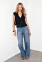 Black V-Neck Sleeveless Transparent Slim Ruffle Blouse Tdrss26Bz00100 - 2