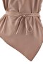 Brown Asymmetric Collar Slim Belted Woven Blouse Twoss26Bz01084 - 5