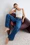 Mavi Tencel Karışımlı Bel Detaylı Düşük Bel Wide Leg Jeans TWOAW27JE00017 - 2