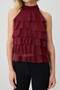 Bordo Regular/Normal Kalıp Boyundan Bağlamalı Kolsuz Fırfırlı Tül Örme Bluz TWOSS26BZ00820 - 3