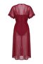 Bordo 3'lü Çeyiz Set Tül ve Dantel Detaylı Viskon Dokuma Pijama Takımı+Sabahlık THMSS26PT00182 - 7