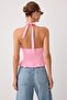 Pembe Boyundan Bağlamalı Gabardin Dokuma Bluz TWOSS26BZ00977 - 4