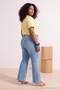 Mavi Yüksek Bel İspanyol Paça Denim Büyük Beden Flare Jeans TBBAW26CJ00030 - 4