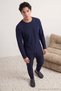 Navy Blue Regular Fit Pocket and Label Detailed Waffle Textured Knitted Pajama Set Tmnaw27Pt00025 - 3