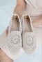 Women's Beige Floral Embroidered Woven Knit Casual Ballet Flats BYNDTRB02 - 4