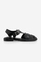 Women's Genuine Leather Ankle Strap Buckle Closed Front Striped Casual Sandals Talviro Black - 6