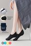 Set of 3 Women's Silicone Non-Slip Heeled Cotton Anti-Sweat Ballerina Socks - 3