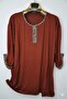 Plus Size Capri Sleeve Combed Cotton Blouse - 2