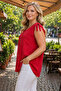 Women's Plus Size Sleeveless Button Detail Aerobin Fabric Blouse - 5