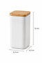 Set of 12 300ml Vacuum-Sealed Acrylic Spice Jars with Bamboo and Wooden Lids and Porcelain Look, with Free Labels. - 3