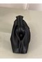 Women's Black Satin Faux Leather Strap Clutch Casual and Evening Dress Bag - 8