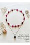 Natural Stone Pink Sugar Agate Pendant Combined with Steel Chain 2-Piece Women's Necklace - 3