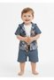 Jungle Blue Navy Blue Beige Shirt Bady Pants 3 Piece Men's Set 9-12-18-24 Months